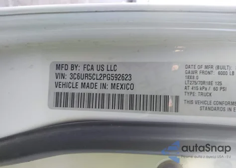 2023 Ram 2500 Tradesman 4X4 6'4 Box z USA, uszkodzony, nr VIN 3C6UR5CL2PG592623